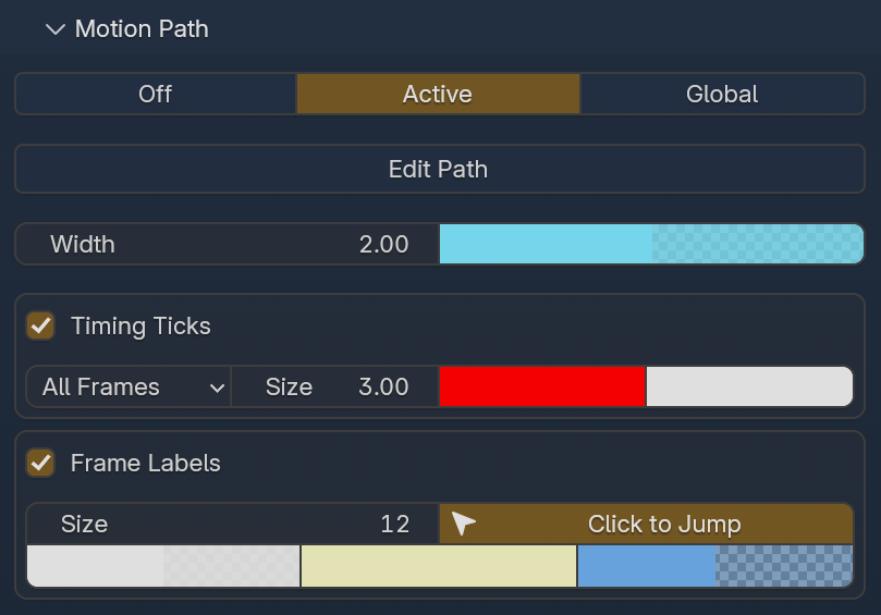Motion Path panel in the Waypoint N-panel