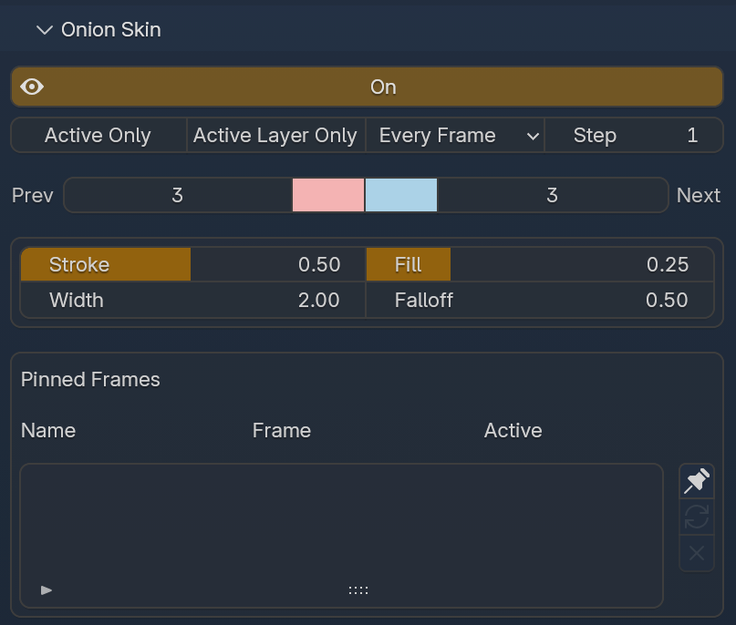 Onion Skin panel in the Waypoint N-panel