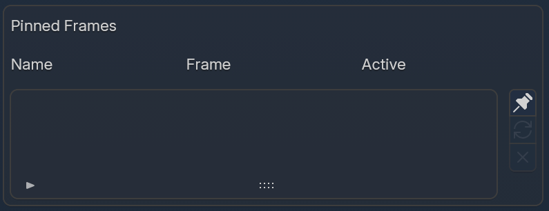 Pinned Frames panel in the Waypoint N-panel
